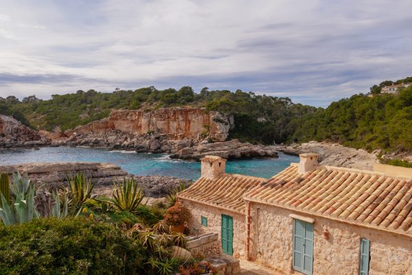 View over Cala s'Almunia, Mallorca, Spain; this is an impressive bay in the south-east of the island Mallorca.